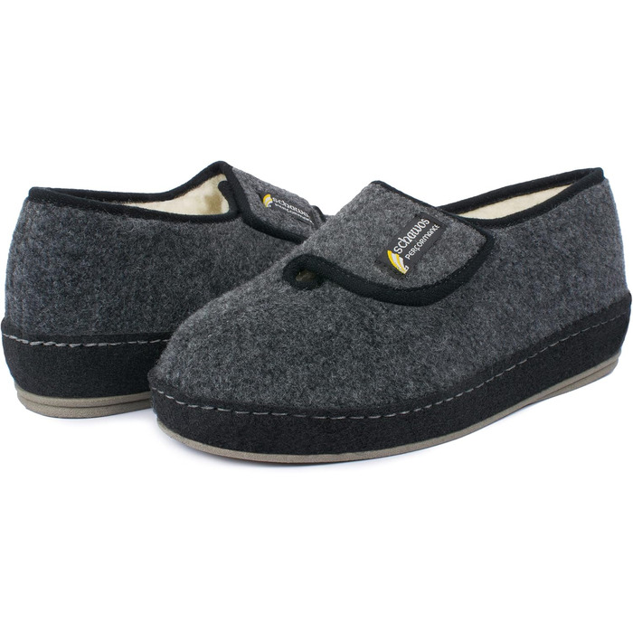 Чоловічі фетрові домашні тапочки Schawos 6064, теплі, з вовняним утеплювачем, неслизькі, на липучці, 41 EU, темно-сірі