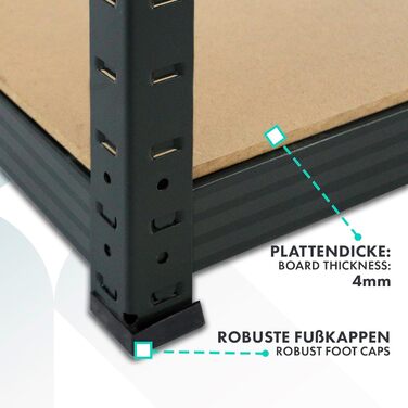 OfficeMarshal Heavy-Duty Shelving Unit - Black (150 x 75 x 30 cm)