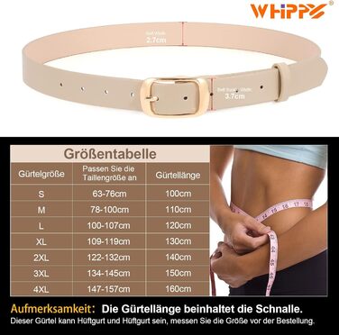 Жіночий шкіряний ремінь WHIPPY великого розміру, модний ремінь з натуральної шкіри з надійною пряжкою для джинсів, штанів, суконь (I-чорний + Бежевий (золота пряжка), 3XL:150см (підходить для талії 134-145см))