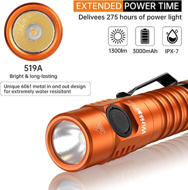 Wurkkos FC11-C LED ліхтарик: 1200 Люмен, USB-C, 90 CRI, 5000K, Магнітний корпус, перезаряджається