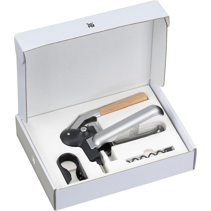 WMF Baric Corkscrew Wine 19 x 11 x 15 cm, Corkscrew with foil cutter, professional wine bottle opener, bottle opener for wine and Prosecco, wine opener, effortless operation