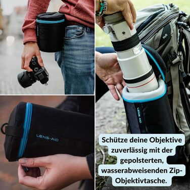 Чохол для об'єктива LENS-AID: захисна сумка з блискавкою та ремінною пряжкою