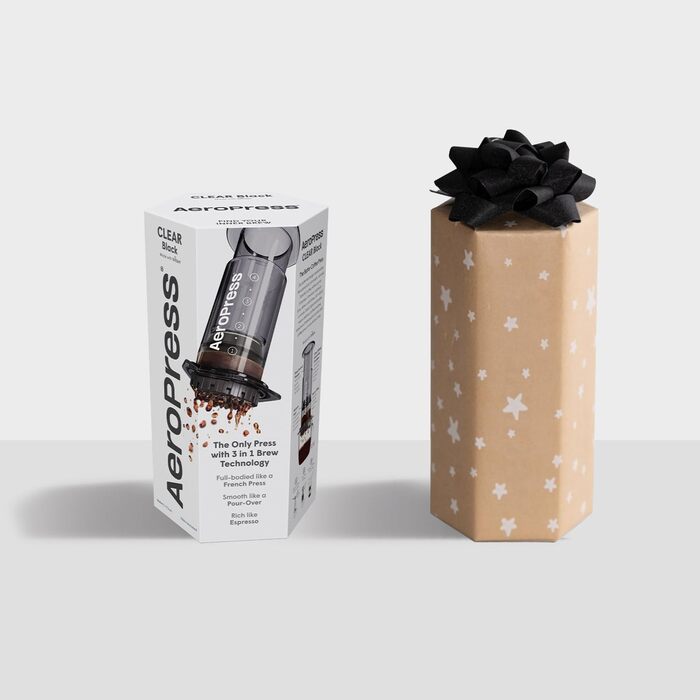 Кавоварка AeroPress Clear 3-в-1: прес, еспресо, френч-прес, портативна, чорна, для подорожей і кемпінгу, без гіркоти