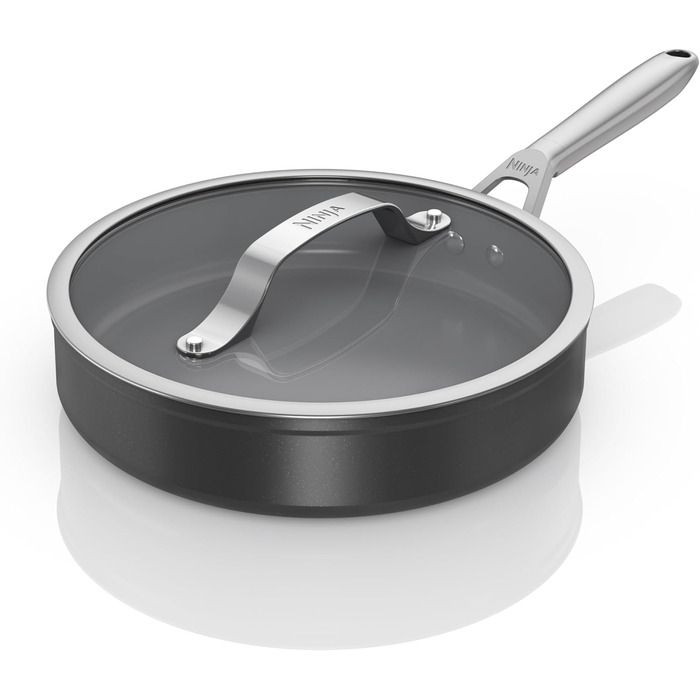 Набір посуду Ninja Extended Life з керамічним покриттям (5 предметів): сковороди 20 та 24 см + каструлі з кришкою 16, 18 та 20 см, антипригарне покриття (без PFOA, PFOS, свинцю та кадмію), безпечний для духовки до 285°C