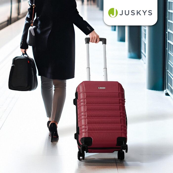 Набір валіз Juskys® Hartschale 4 шт. з кодовим замком, тихі колеса 360°, телескопічна ручка, легкі - червоний колір