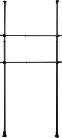 WENKO Telescopic Wardrobe System Hercules Basic (Black, Bundle with 2-Piece Clothes Rail Set)
