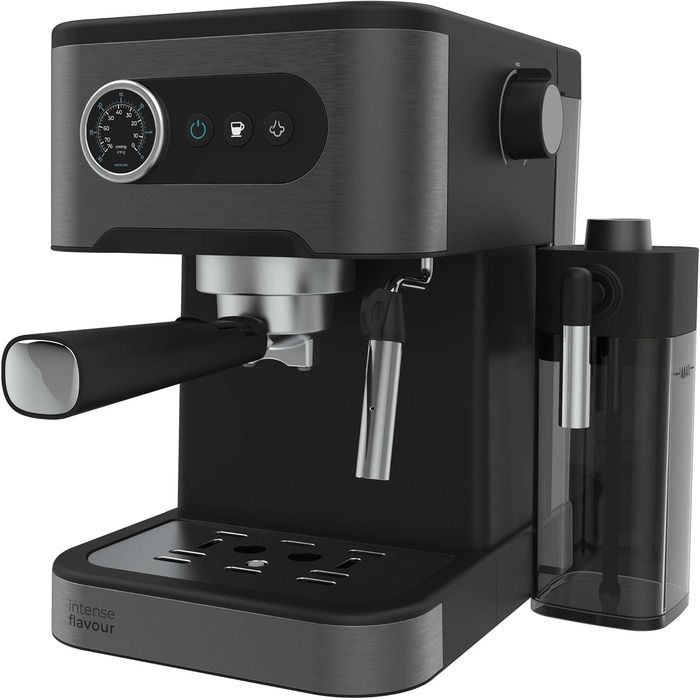 Кавоварка Cecotec Power Espresso 20 Pro Latte, 20 Бар, парова насадка, дисплей з кнопками, резервуар для води 1,5 л, резервуар для молока 550 мл, для еспресо та капучино