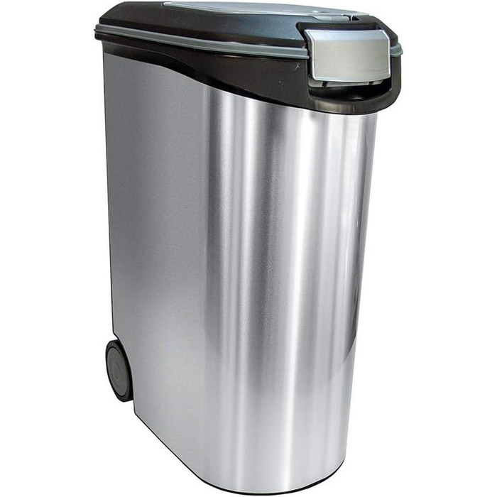 Контейнер для корму Curver Tier-Futter-Container 20 кг, 54 л, чорний/сріблястий, з роликами