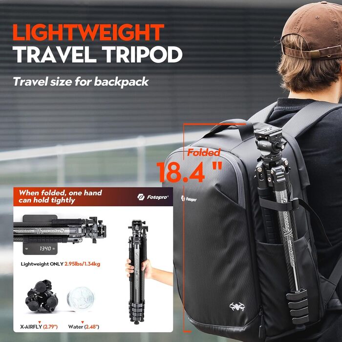 Штатив для відеокамери Fotopro X-Airfly з рідкосирої головкою, кульковою головою, з вуглецевого волокна, сірий. Підходить для DSLR-камер, витримує до 15 кг.