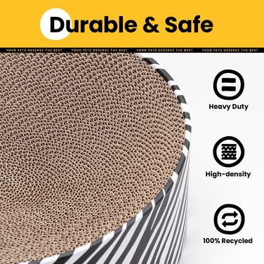 Кігтеточки для котів Conlun 2 в 1: овальні кігтеточки-ліжка, з мискою, з гофрокартону (43x33x10 см)