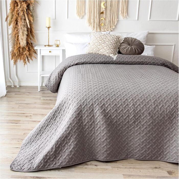 Daybed Cover 200x220 Grey Bedspread Throw Bed Throw Sofa Throw Quilted Blanket Sofa Blanket Throw Blanket Bed Covers XXL Overbed Cover Quilted Daybed Covers Quilted Quilt Bedspread
