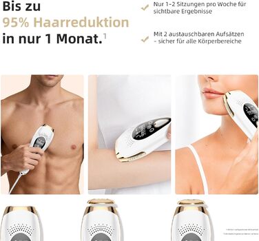 Пристрій для епіляції IPL з охолодженням 6°C, безболісна епіляція для тіла та обличчя, 999,900 імпульсів, 9 рівнів потужності, білий