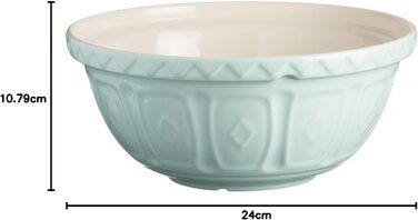 Mason Cash Stoneware Mixing Bowl 24 cm, Light Blue, 2 L, Dough Bowl for Bread Dough, Cake Dough or Pizza Dough, made of high-quality, chip-resistant stoneware, large dough bowl