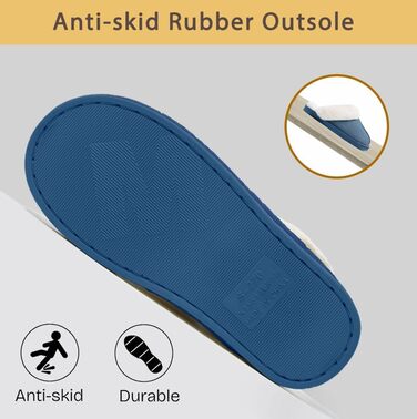 Тапочки домашні Donpapa для жінок та чоловіків, зимові, теплі, з м'якої плюшевої тканини та піною з пам'яттю, імітація овечої шкури, антиковзаючі, для дому та вулиці (38.5/40 EU, Concord Blau)