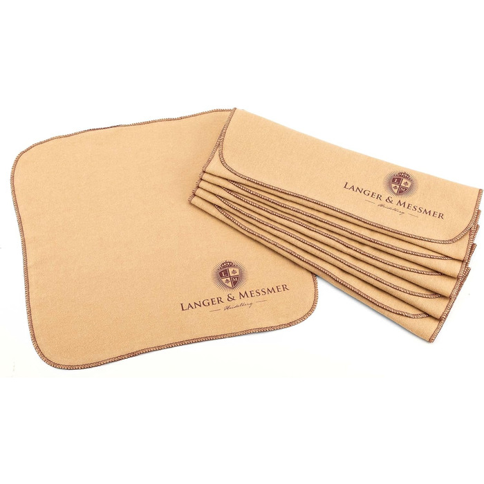 Langer & Messmer Polishing Cloths for Smooth Leather made of 100% Cotton in a Practical Set - The shoe cloth for professional shoe care ( | Beige) (6-piece set, Beige)