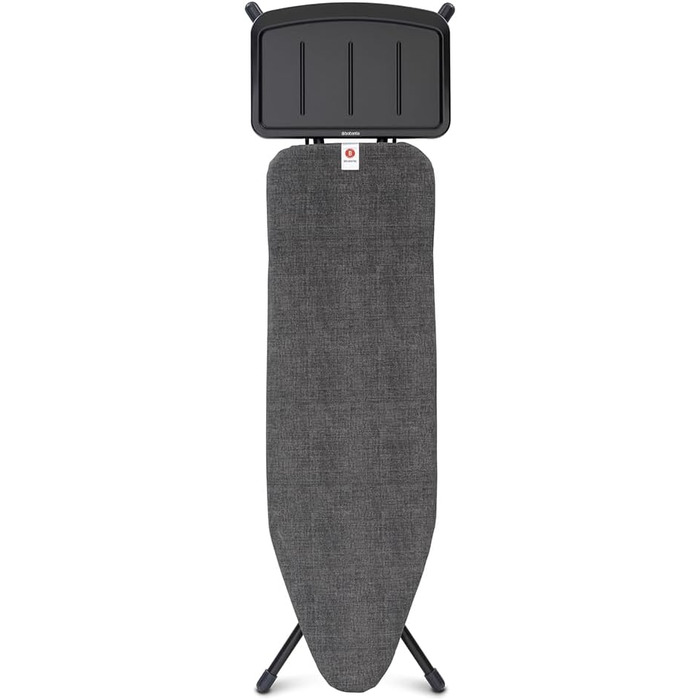 Brabantia - Ironing Board B - for Steamer - Extra Large Metal Stand - Height Adjustable - Solid Four-Leg Frame - Slightly Offset - Fits Devices up to 40 x 22 cm - Denim Black - 124 x 38 cm Ironing Board (124 x 38 cm) Steam Station Shelf Denim Black