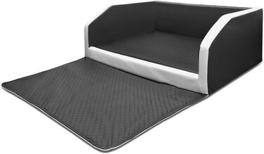 Преміум лежанка для собак Mayaadi-Home - 100 x 70 x 38 см | Лежанка для собак в авто | Лежанка в багажник з захисним покривалом | Чорно-біла, розмір M (100x70x38 см)