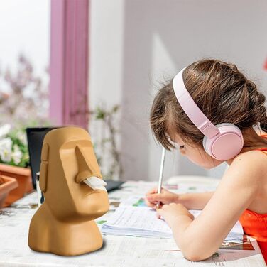 Easter Tissue Box Holder | Easter Island - Face Pattern Tissue Box Cover | Unique Toilet Paper Holder for Bathrooms, Bedroom Dressers, Nightstands, Desks, and Tables