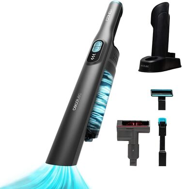 Ручний пилосос Cecotec Conga Rockstar Micro + Turbo. 210 Вт, цифровий, 20 кПа, до 40 хв роботи, 2 режими, аксесуари: 2 в 1, для оббивки, моторний насадка для меблів та матраців, сірий