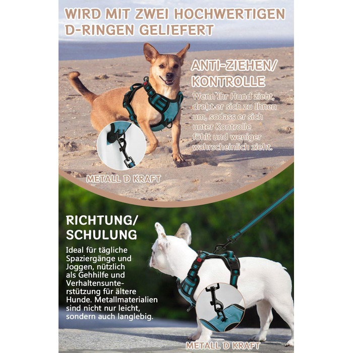 Нашийник для собак BaoCheng Anti Pull: дихаюча сітка, 3 пряжки, безпека, полегшення кашлю, світловідбиваючий (темно-зелений, S)