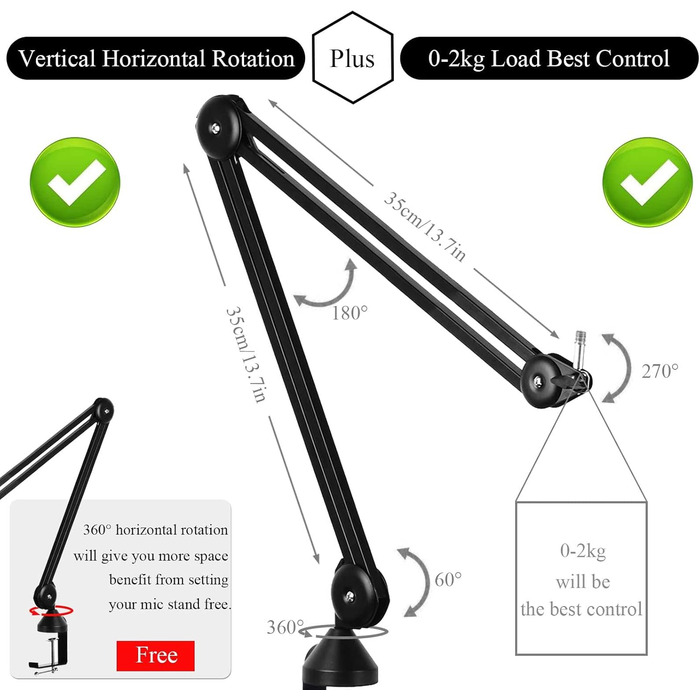 Кріплення для мікрофона Arm V35: міцний стійкий штатив для Yeti Snowball та інших мікрофонів