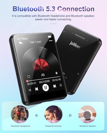 MP3 плеєр 64GB Bluetooth 5.3 HiFi з металевим корпусом, радіо FM, диктофон, сенсорний екран 2.4