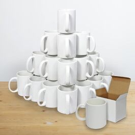 36 White Cups 355 ml infusible ink, sublimation mugs for creations, blank cups for mug heat press sublimation transfer printing [FREE gift boxes]