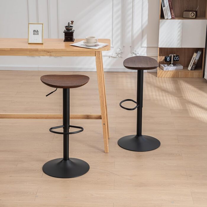 Kidol Adjustable Height Solid Wood Bar Stool - 360° Swivel, Industrial Modern Design for Kitchen Counter
