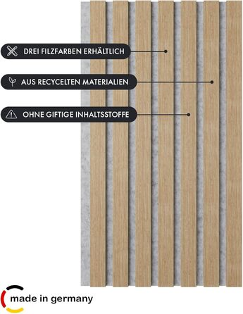 Акустичні панелі Momento Holz, 240x50 см, Дуб натуральний, Made in Germany. 3D ламелі для декору стін, звукоізоляція, панелі з дерева, 1 шт.