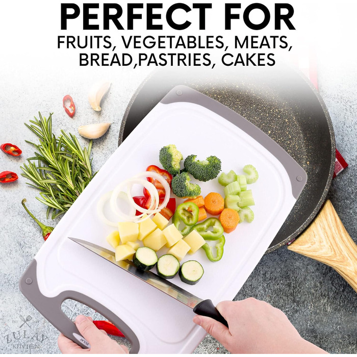 Набір з 3 дерев'яних обробних дощок Zulay Kitchen, пластик, з жолобками для соку, стійкі до ковзання, для кухні