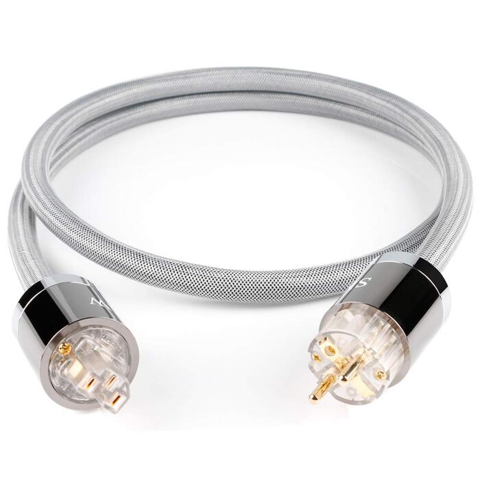 Сетевий кабель SKW Audiophile High End Schuko-вилка — гніздо для сабвуфера, підсилювача та AV-ресивера, 1м, сірий