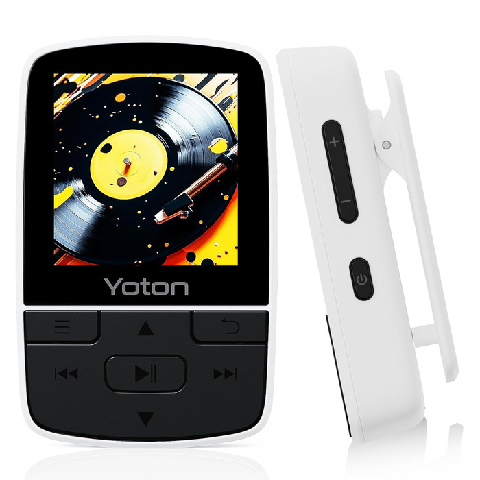 MP3-плеєр YOTON з Bluetooth 5.2, Hi-Fi звук, FM-радіо, диктофон, регулятор гучності, навушники, підтримка SD до 128 ГБ (Білий)