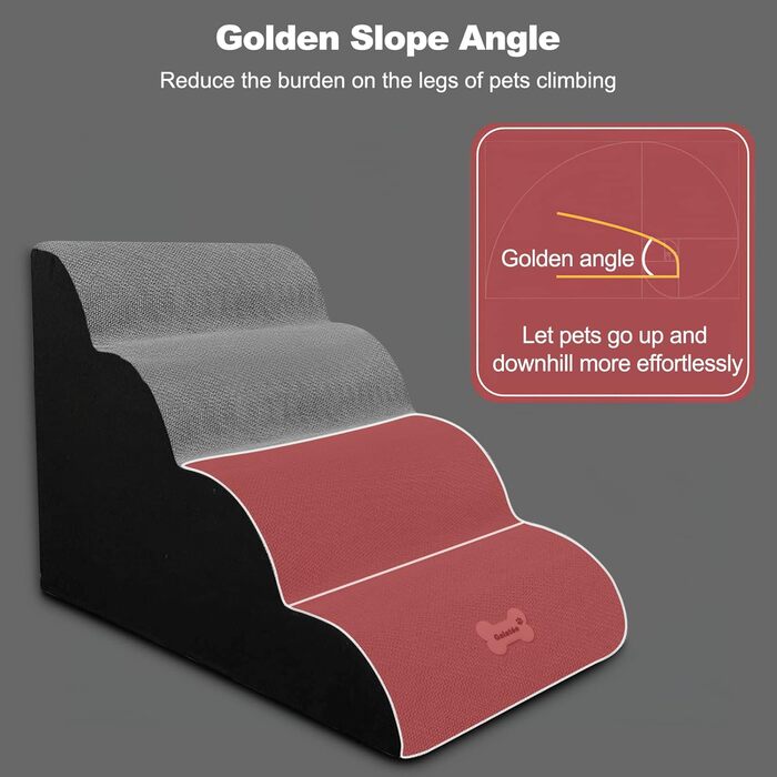 Сходинки для собак Galatée з 4 сходинками, неслизькі, для ліжка/дивану, знімний чохол, губка з високою щільністю, портативні (світло-коричневий)