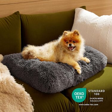 М'яке ліжко для собак BEDSURE великих порід - 104x69x8 см, миється, з антиковзним дном, (L 61 x B 45 x H 7 см, темно-сірий)