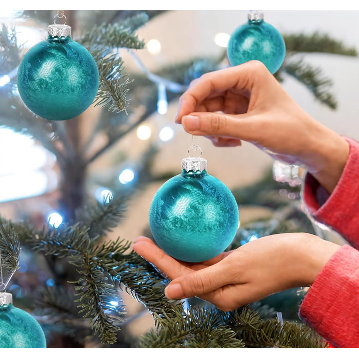 Скляні кулі для прикраси ялинки Hengsong, 24 шт., чорні та золоті, 6 см