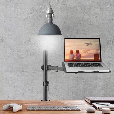 Suptek Adjustable Monitor Arm with Laptop Holder - Full Range Motion for 13-27 inch Screens (40cm Pole)