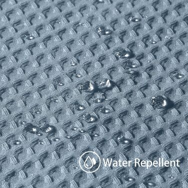 Штора для ванної кімнати Waffel з кільцями, 182x182 см, біла (вафельний малюнок, блакитний місячне світло), водовідштовхувальна, антигрибкова