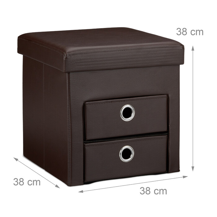 Relaxdays faux leather storage ottoman with 2 compartments