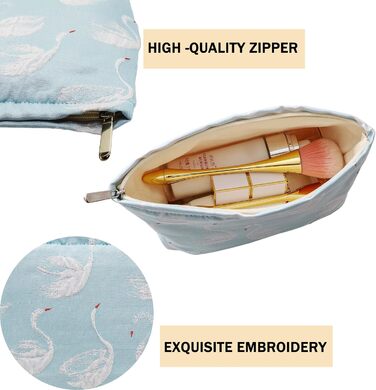 Косметичка для макіяжу 2 шт. Органайзер для косметики для дівчат та жінок. Підходить для подорожей та як подарунок. Колір: блакитний, з лебедем