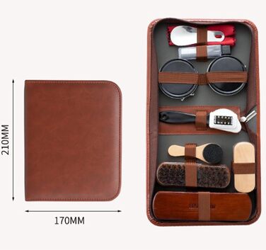 FGXY Shoe Care Set, 11-Piece Shoe Care Kit Shoe Polishing Travel Set with Brush Horsehair Shoe Cream Wood Applicator Brushes Shoehorn (11 Pcs)