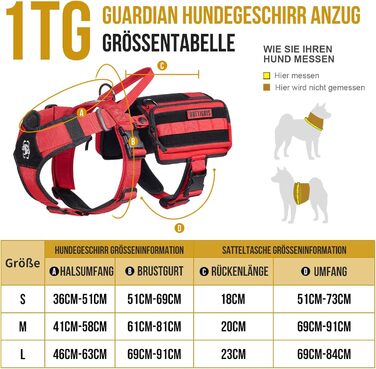 Шлейка для собак OneTigris Guardian з 3 D-подібними кільцями та великою кишенею, червона (M)