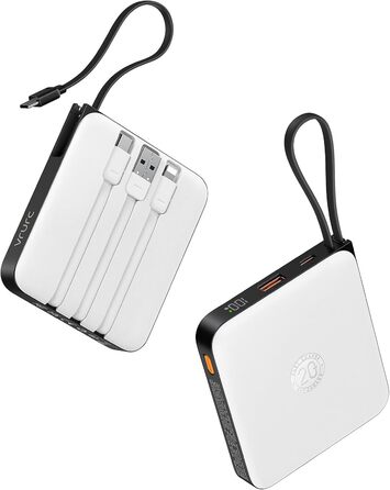 Power Bank VRURC 10000mAh з кабелем: компактний акумулятор USB-C, 22.5W, LED-дисплей, сумісний з iPhone та Huawei (зелений)