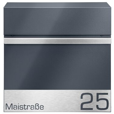 Поштова скринька настінна Anthrazit RAL 7016, для газет, XXL (Laser 1) з/без адреси