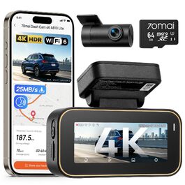 Автомобільний відеореєстратор 70mai A810 Lite 4K з Wi-Fi 6, передня та задня камери, чорний (Carbon Black)
