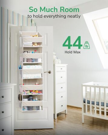 Органайзер для дверей ULG з 5 великими та 10 сітчастими кишенями, 20 кг вантажопідйомність, бежевий