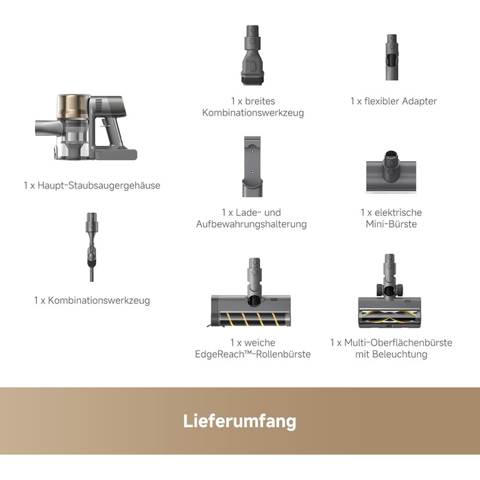 Бездротовий пилосос Dreame, 190AW, 90 хв роботи, датчик бруду, LED-дисплей, синій LED, без заплутування, для дому, шерсть тварин, килими (R30)