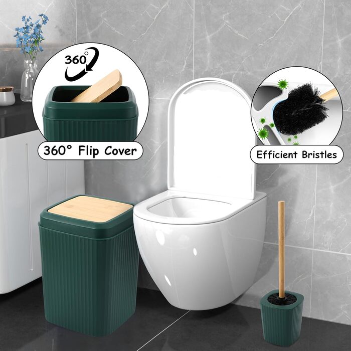 Комплект аксесуарів для ванної кімнати: душовий завіс та килимки (темно-зелений)