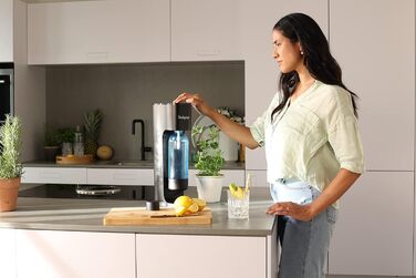 Sodapop Wassersprudler Logan Чорний Матовий - Газоварка для води з 2 скляними (850 мл, 600 мл) та 1 PET пляшкою (850 мл), 42.6 см
