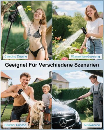 Портативна кемпінгова душ AUTOPkio з акумулятором 8000mAh, насосом та дисплеєм. IPX8, водонепроникна для відпочинку на природі, миття авто та домашнього використання. Чорний колір