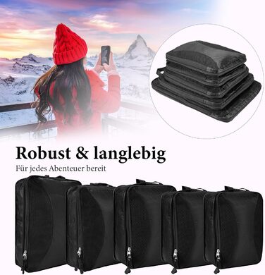 Органайзер для валізи KiwiPower, 8 шт. – комплект компресійних кубиків для одягу, чорний